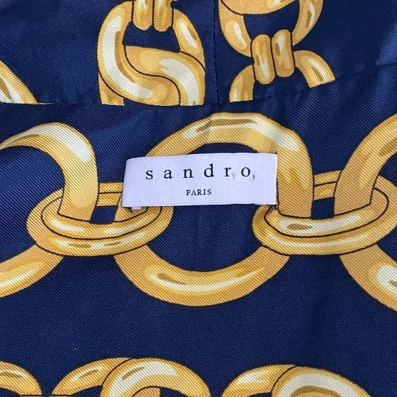 Sandro Paris New Mathias Silk Chain Print Button Down Blouse Medium Designer - Picture 13 of 16